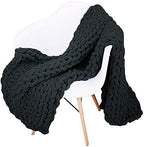 Chunky Knit Throw Blanket Chenille Yarn Soft Cozy Bulky Knitted Blanket for Sofa Bed Chair Large Hand Made Boho Home Decor Black 40x80 by Unknown
