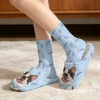 Womens Fuzzy Slipper with Socks Warm Cozy House Slipper and Socks Set Plush Winter Shoes for Indoor - Image 3