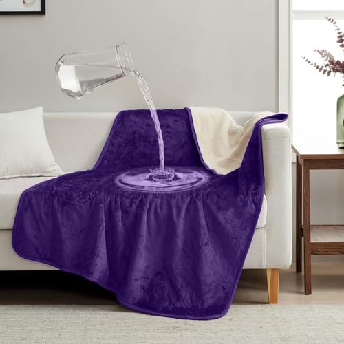 Waterproof Blanket for Bed, Couch & Sofa, Reversible Sherpa & Flannel Throw Blanket, Leakproof Soft Washable Furniture Protector for Pets & Home (Purple, 40"x60") by Unknown
