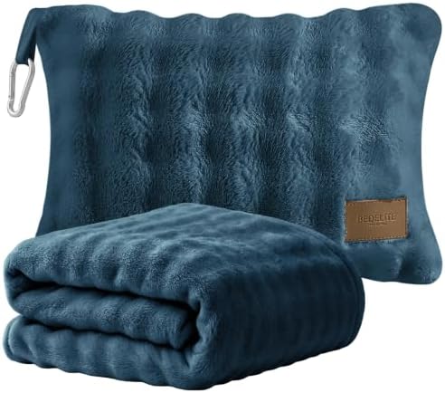 BEDELITE Travel Blanket with Bag, Bubble Blanket for Airplane 65"x40", Navy by BEDELITE