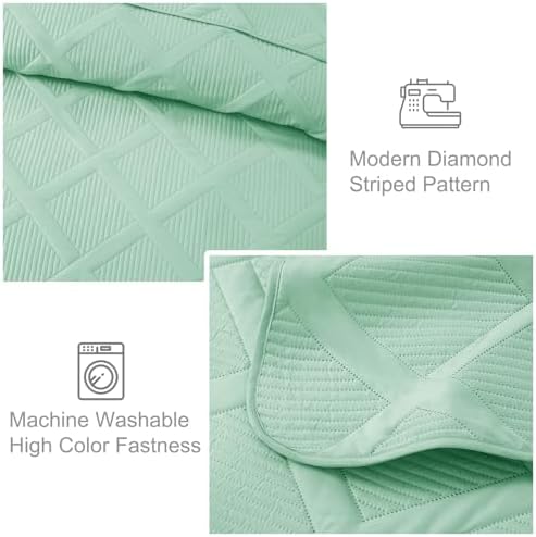 Exclusivo Mezcla 3-Piece Soft Quilts Queen Size Bedding Set, Light Green - Image 5