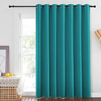 NICETOWN Blackout Sliding Glass Door Curtain - Grommet Thermal Insulated Patio Door Drape Extra Wide Room Darkening Voice Reducing for French Door (Peacock Teal, W100 x L84, 1 Piece) - Image 2
