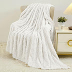 Aganear Fleece Throw Blanket for Bed Couch 90"x108" White - Image 3