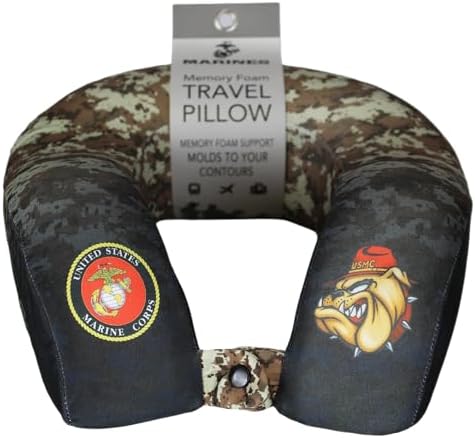 U.S. Marine Corps Memory Foam Travel Neck Pillow, U-Shape, Digital Camouflage, Semper Fi, USMC Emblem, Medium Firmness by Unknown