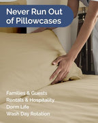Standard Pillow Cases - 8 Pack Soft Pillowcase Covers - 20" x 26" (Beige) - Image 5