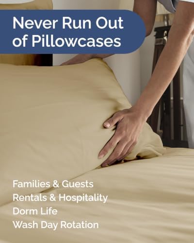 Standard Pillow Cases - 8 Pack Soft Pillowcase Covers - 20" x 26" (Beige) - Image 5