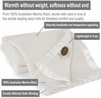 Creswick Woollen Mills 100% Australian Merino Wool Blanket – Soft Warm and Natural with Satin Binding, Breathable Luxury Bedding for All Seasons, (Natural, Throw) - Image 3