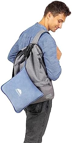 BlueHills Travel Blanket Pillows for Two Airplane Traveling Essentials Flight Throws in Bag case with Backpack Clip Compact Large Plane Accessories – Pink and Grayish Blue - Image 6