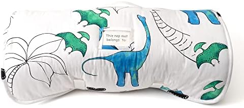 JumpOff Jo Nap Mat for Kids - Cozy Kids Rest Mat with Removable Pillow and Ultra Soft Blanket for Preschool, Daycare, and Sleepovers - Blue Dino - Image 3