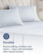 Queen Pillow Cases - 10 Pack Pillowcase Covers - 20" x 30" (Blue Stripes) - Image 4