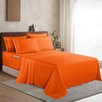 Elegant Comfort 1500 Premium Quality 6-Piece Bed Sheet Set - 18-24 Inch Extra Deep Pocket, Smart Storage Pockets, Wrinkle Free Ultra Soft 6PC Extra Deep Pocket Sheets, Queen, Orange - Image 3