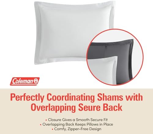 Coleman Twin Comforter Set Reversible Bed-in-a-Bag– Double-Sided Color Options, All-Season Comforter + Shams + Sheets – Perfect for Home, Cabin or Camp Use, Silver/Gray - Image 2
