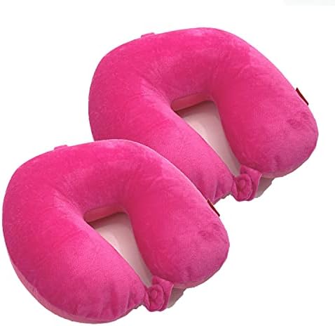 Bookishbunny 2pks U Shape Microbead Travel Neck Pillows Neck Head Support Airplane Bus Train Car Traveling Driving (Pink) by Bookishbunny