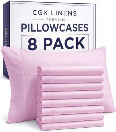 Queen Pillow Cases - 8 Pack Soft Pillowcase Covers - 20" x 30" (Light Pink) by CGKUnlimited