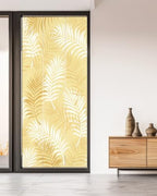 Window Privacy Film Frosted, Yellow Botanical Non-Adhesive Static Cling Window Tint, Summer Palm Leaves Foliage Tropical Insulated Windows Frosted Films for Living Room, 35.4 x 78.7 Inches - Image 5