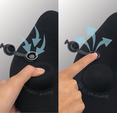 Switzerland Premium Memory Foam Travel Neck Pillow, Inflatable with 3D Pump, Black for Airplane, Train, and Car Travel - Image 3