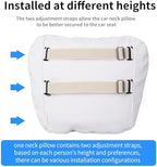 Quintor Genuine Nappa Leather Neck Pillow for Tesla Model Y/3/X/S, Car Seat Headrest Cushion 2-Pack, True Height & Thickness Adjustable, with Luxury Gift Box (White) - Image 4