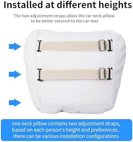 Quintor Genuine Nappa Leather Neck Pillow for Tesla Model Y/3/X/S, Car Seat Headrest Cushion 2-Pack, True Height & Thickness Adjustable, with Luxury Gift Box (White) - Image 4