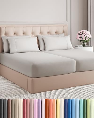 Split King 7 Piece Bed Sheet Set - Soft, Breathable & Cooling - French Grey by CGKUnlimited