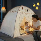 Full Size Bed Canopy for Kids, Indoor Kids Privacy Play Tent, Blackout Sleeping Bed Tents, Portable & Foldable Floor Bed Tents, Cream - Image 6