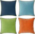 MONDAY MOOSE Decorative Throw Pillow Covers Cushion Cases, Set of 4 Soft Velvet Modern Double-Sided Designs, Mix and Match for Home Decor, Pillow Inserts Not Included (16x16 inch, Blue/Orange) by MondayMoose