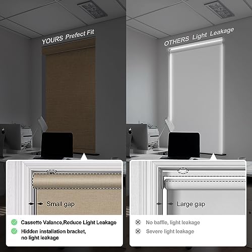 Boolegon Blackout Roller Shades for Windows, Beige, 36" W x 64" H - Image 4