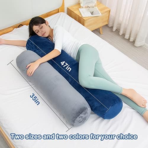 1 MIDDLE ONE Body Pillow, Bolster Pillow with Cooling Cover, Long Round Roll Cylinder Pillow for Bed, 35" x 7.87", Grey - Image 6