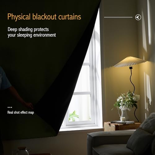 AJAZZ 100% Window Blinds Blackout Portable Blackout Curtains Adhesive Curtains for Living Room No Drilling (Sage Green, 47" W x 72" L 1 Panel) - Image 2