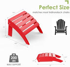GREENVINES Adirondack Ottoman Set of 2, HDPE Plastic, Red - Image 2