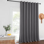 NICETOWN Thermal Patio Door Curtains - Grey Blackout Room Darkening Door Blinds for Sliding Glass with Grommet Top, Split Room Divider Curtains (Grey, 100 inches W x 108 inches L) by NICETOWN