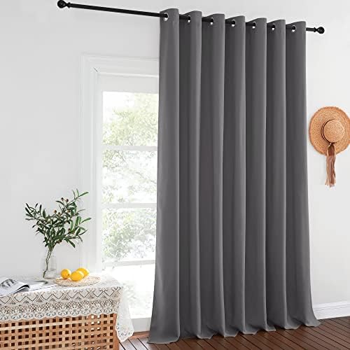 NICETOWN Blackout Sliding Glass Door Curtain 144 inches Long, Grommet Thermal Insulated Light & Heat Blocking Curtain & Drape Window Treatment for Sliding Glass Door, Grey, W100 x L144, 1 Panel - Image 2