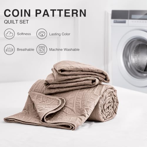 Love's cabin Oversized King Size Quilt Bedding Set Burlwood Bedspreads - Oversized King Lightweight Bedspread Comforter - Coin Pattern Coverlet for All Season - 3 Pieces (1 Quilt, 2 Pillow Shams) - Image 7