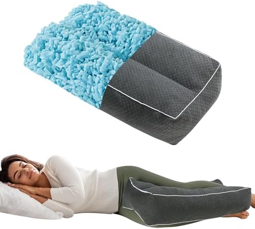 HOMBYS Shredded Memory Foam Knee Pillow for Side Sleepers, 6.5" Height Pillow Between Legs for Aligns Spine & Relieves Pressure Hip & Leg Elevation, Supportive Pillow for Pregnancy, Sciatica, Grey by HOMBYS