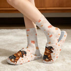 Jeiento Fuzzy Slippers and Crew Sock Set for Women Men Couple Warm Cozy Memory Foam House Shoes Soft Slip-on Slides for Home,Travel - Image 2