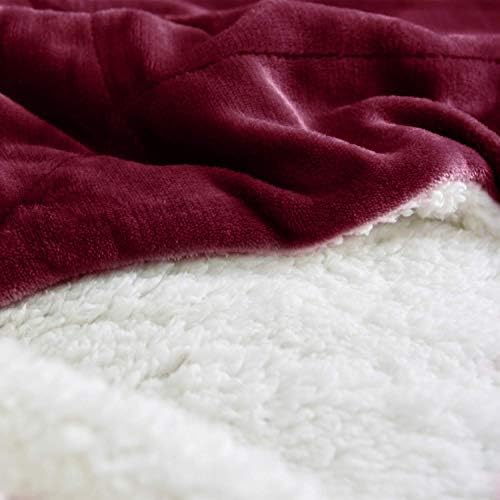 NANPIPER Sherpa Blanket Warm Blankets Super Soft Fuzzy Flannel Fleece/Wool Like Reversible Velvet Plush Couch Blanket Lightweight(Wine Red Throw Size 50"x60") - Image 5