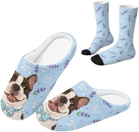 Womens Fuzzy Slipper with Socks Warm Cozy House Slipper and Socks Set Plush Winter Shoes for Indoor by Baxinh