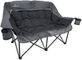 Black Sierra Double Loveseat Comfort Camping Couch, Oversized Folding Chair for Adults, 600‑lb Capacity, Plush Padded Heavy Duty Outdoor Seat with Cup Holders & Carry Bag for Beach, RV by BlackSierraEquipment