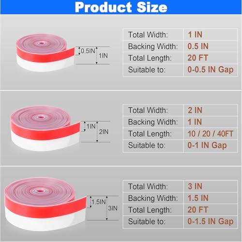 ToLanbbt Weather Stripping Silicone Door Seal Strip 2 in x 40 ft Door Draft Stopper Self Adhesive Door Draft Tape, Side & Bottom Gaps Insulation Strip for Glass Shower Door Sliding Door Window, Clear - Image 2