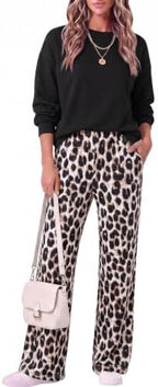 Two Piece Lounge Sets for Women Wide Leg Pant Matching Sets with Pockets - Image 3