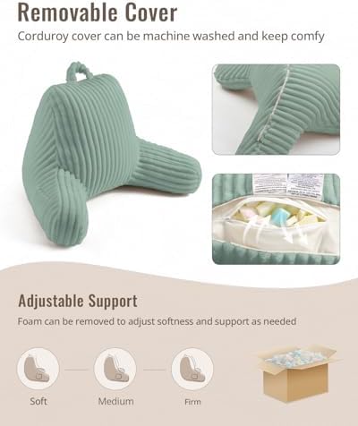 Blissful Diary Reading Pillow for Bed, Backrest Pillow, Mint Green - Image 5