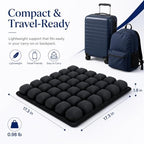 Inflatable Travel Seat Cushion with Built-in Pump - Compact Airplane Seat Cushion for Long Flights - Ergonomic Air Pad for Car, Stadium Bleachers & Desk Chair Comfort (Dark) - Image 2