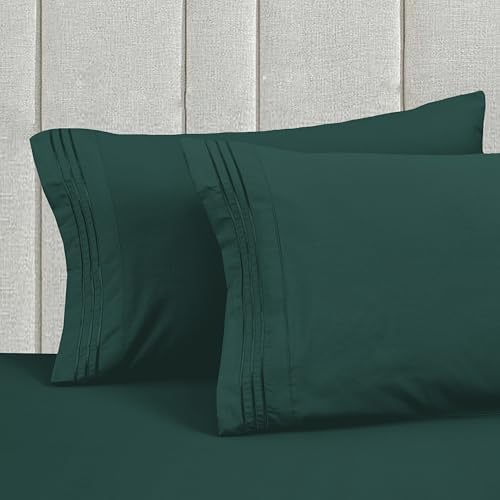 Mocassi Twin Size 4-Piece Bed Sheet Set - 1800 Premium Hotel Quality Microfiber 18-24 Inches Extra Deep Pocket Fitted Sheet- Luxury Soft, Breathable, Wrinkle, and Fade Resistant, Hunter Green - Image 6