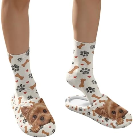 Jeiento Womens Fuzzy Slipper and Socks Winter Warm Gifts for Mom,Wam Cozy Indoor Socks Comfort Home Shoes - Image 4
