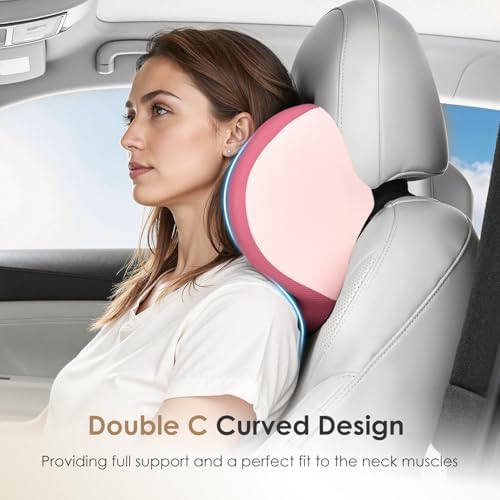 FLORICH Car Seat Cushion & Lumbar Support Pillow & Car Neck Pillow, Ergonomic Memory Foam Driving Seat Cushion for Back & Sciatica Pain Relief, Non-Slip Washable Cushion for Car, Driver, Office-Pink - Image 5