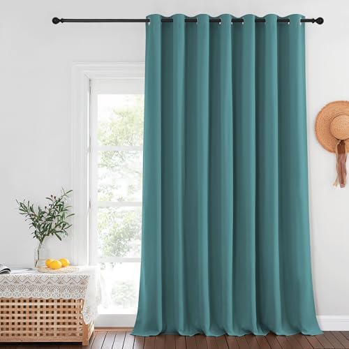 NICETOWN Blackout Patio Curtains 100 x 144 Inches Long for Sliding Door Extral Wide Blackout Curtain Panels Thermal Insulated Room Divider - Grommet Top, 100" W x 144" L, 1 Panel, Sea Teal by NICETOWN