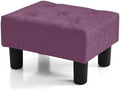 BRIAN & DANY Small Foot Stool, Linen Foot Stools with Legs, Stable Small Footstool for Living Room, Purple by BRIANDANY