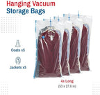 Spacesaver Hanging Vacuum Storage Bags (Pack of 4) - Vacuum Sealer Bags, Closet Organizer, Sealed Storage, Space Bag - Blanket, Bedding, Garment, Clothing, Dress, Suit, Long Coat, Jacket - Image 3