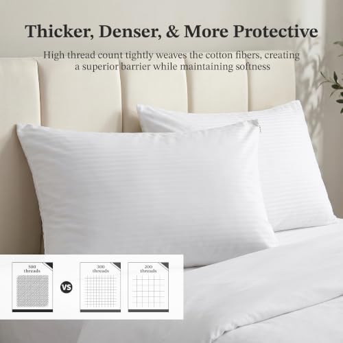 500TC 100% Cotton Pillow Protectors with Zipper Standard Size 6 Pack - Image 5