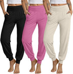 Ficerd 3 Pack Women's Joggers Loose Yoga Pants with Pockets by Ficerd