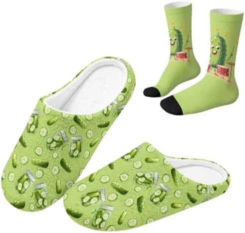 Jeiento Women's Fuzzy Slippers and Sock Set Warm Cozy Memory Foam House Shoes Soft Slip-on Slides Spa Slippers for Hotel by Jeiento
